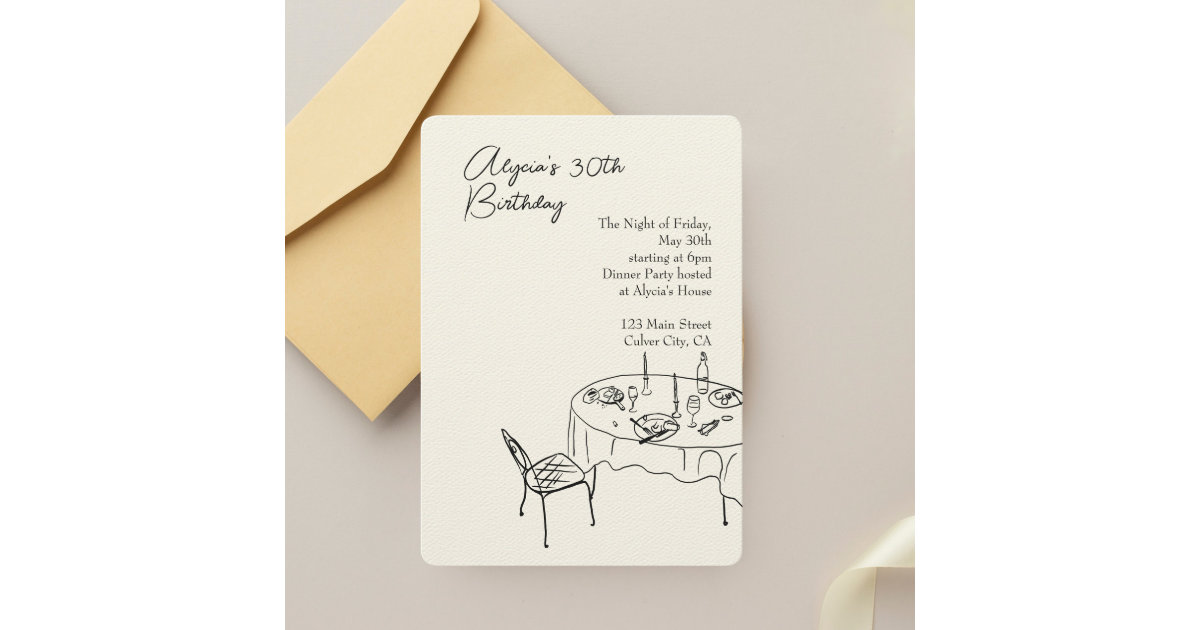 Birthday Dinner for 30th Birthday Party Invitation | Zazzle