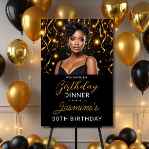 Birthday Dinner Gold and Black Photo Instagram  Foam Board