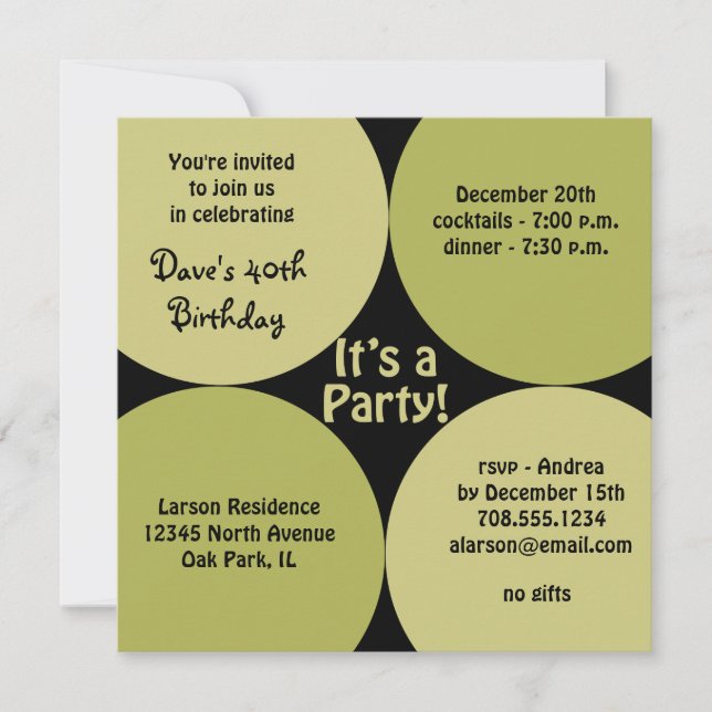 Birthday Dinner Party Invitation Template (Front)