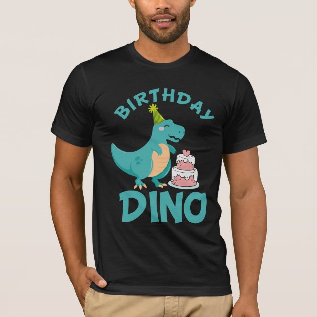 Birthday Dino - Cute Dinosaur Cake Surprise T-Shirt (Front)