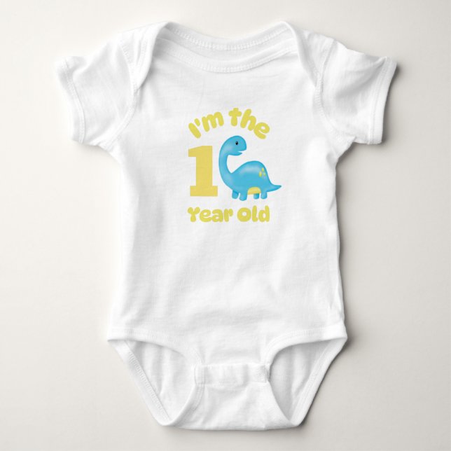 Birthday Dinosaur - Baby Boys I'm The 1 Year Old Baby Bodysuit (Front)