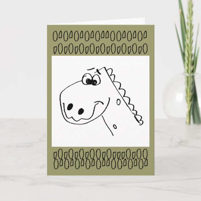 Birthday Dinosaur Cheer (Color me) Card (Front)