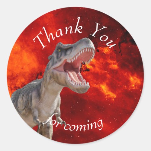 Birthday Dinosaur  fire Jurassic World  Classic Round Sticker