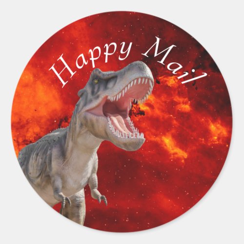 Birthday Dinosaur  fire Jurassic World Happy Mail Classic Round Sticker