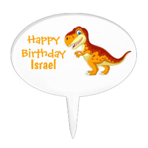Birthday dinosaur gold cake topper