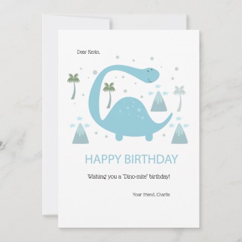 Birthday Dinosaur Greeting Card