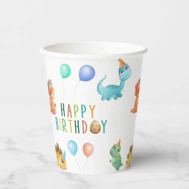 Birthday Dinosaur Paper Cups (Front)