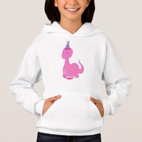 Birthday Dinosaur Party Dinosaur Pink Dinosaur Hoodie