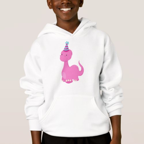 Birthday Dinosaur Party Dinosaur Pink Dinosaur Hoodie