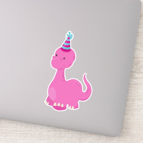 Birthday Dinosaur Party Dinosaur Pink Dinosaur Sticker