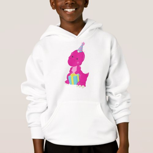 Birthday Dinosaur Pink Dinosaur Party Hat Gifts Hoodie