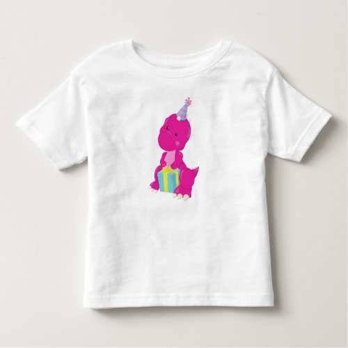 Birthday Dinosaur Pink Dinosaur Party Hat Gifts Toddler T_shirt