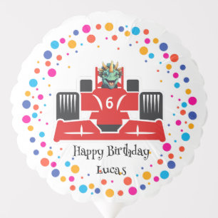 Birthday Dinosaur race car boy red racing kid name Balloon
