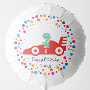 Birthday Dinosaur race car boy red racing kid name Balloon