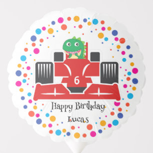 Birthday Dinosaur race car boy red racing kid name Balloon