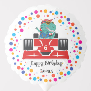 Birthday Dinosaur race car boy red racing kid name Balloon