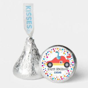 Birthday Dinosaur race car boy red racing kid Name Hershey®'s Kisses®