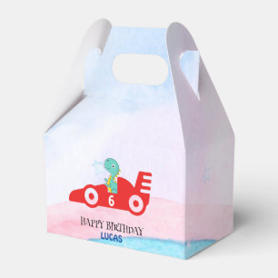 Birthday Dinosaur race car red racing boy kid name Favor Boxes