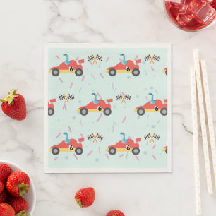 Birthday Dinosaur race car red racing boy kid name Napkins