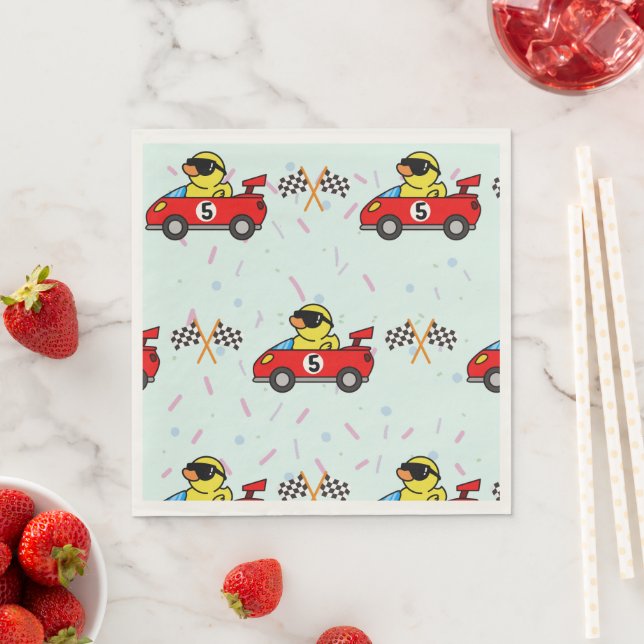 Birthday Dinosaur race car red racing boy kid name Napkins (Insitu)