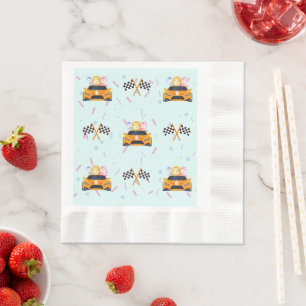 Birthday Dinosaur race car yellow boy kid name Napkins