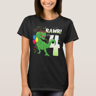 Birthday Dinosaur Rex Rawr Im 4 Years Old Boys T-Shirt