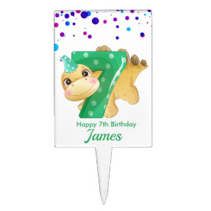 Birthday Dinosaur Seven Cake Topper
