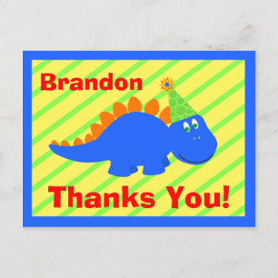 Birthday Dinosaur Thank You Postcard