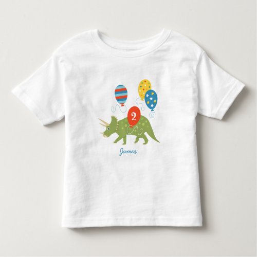Birthday Dinosaur Triceratops Custom Name Age Toddler T_shirt