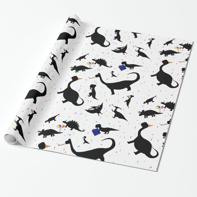 Birthday Dinosaurs Wrapping Paper (Unrolled)