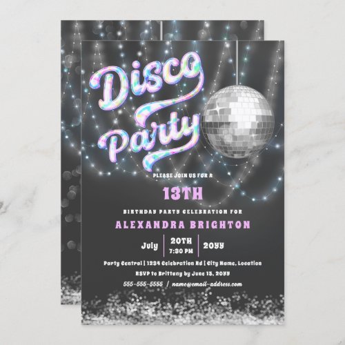 Birthday Disco Party Invitation