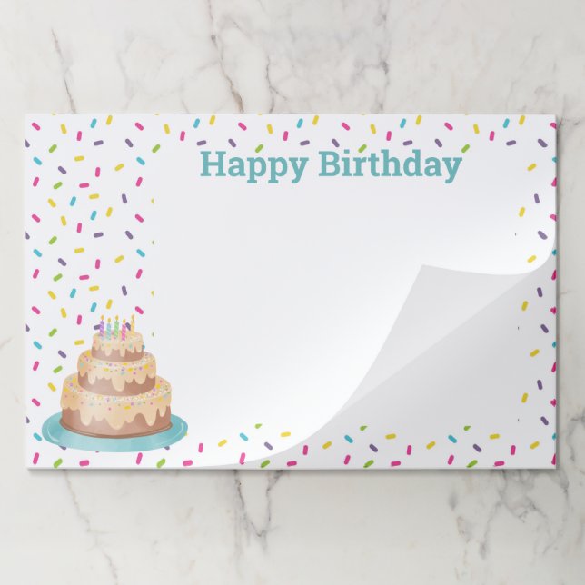 Birthday disposable placemats, classroom or office paper pad (Folded)