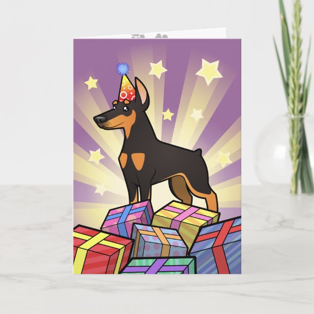 Birthday Doberman Pinscher (pointy ears) Card (Front)