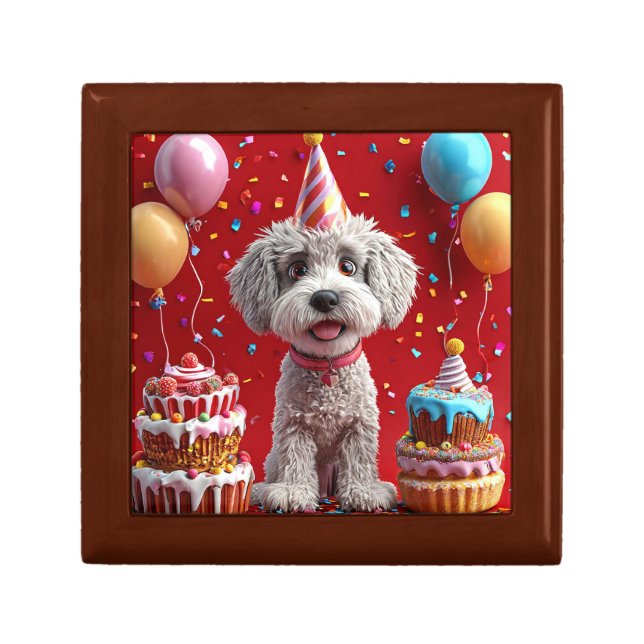 Birthday Dog Cake And Balloons Gift Box (Front)