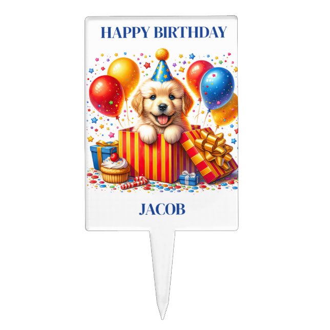 Birthday Dog Cake Topper (Front)