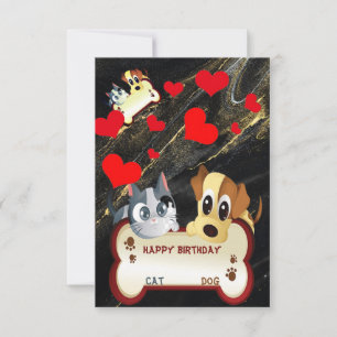 Birthday Dog&cat Animal Card