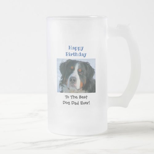 Birthday Dog Dad Worlds Best Ever Pet Photo Frosted Glass Beer Mug