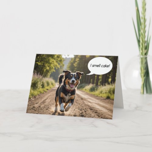 Birthday Dog Smelling Cake Card