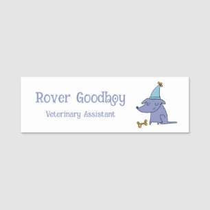 Birthday Dog with Party Hat Personalized Name Tag