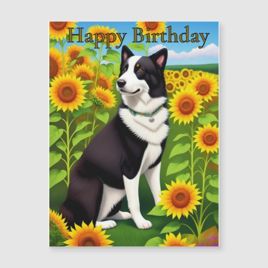 Birthday Dog with Sunflower  (Front)