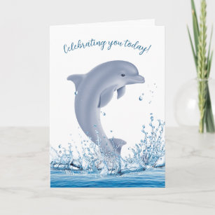 Birthday Dolphin In Water Card
