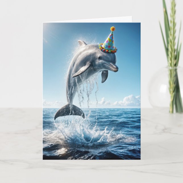 Birthday Dolphin Leaping Out of Water Card (Front)