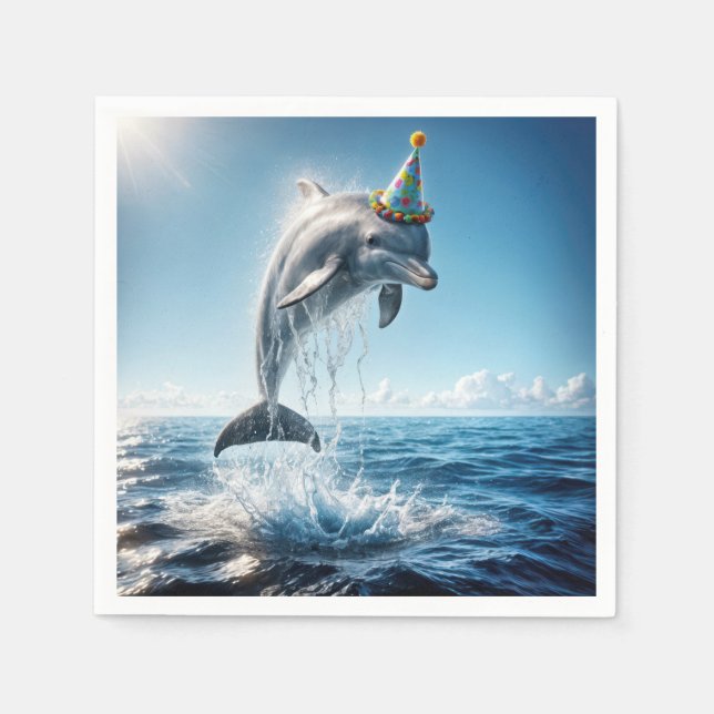 Birthday Dolphin Leaping Out of Water Napkins (Front)