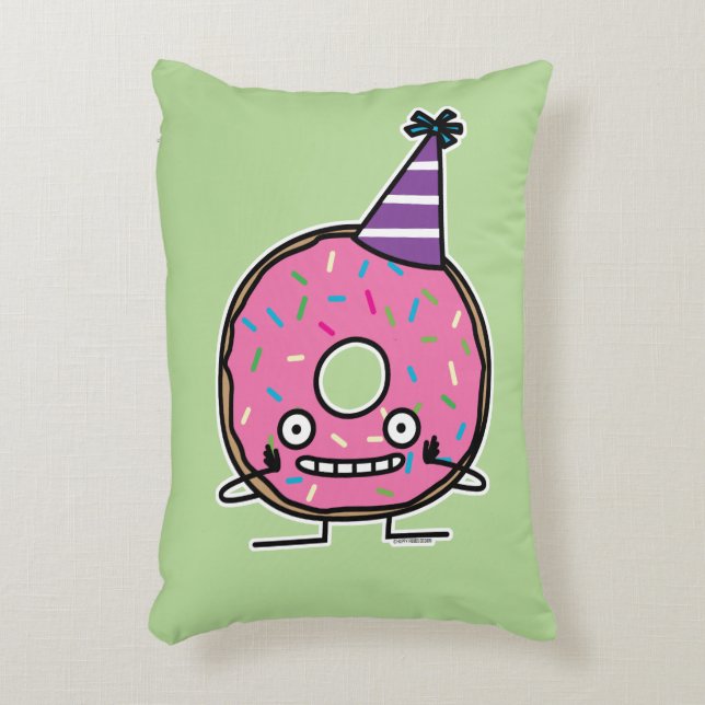 Birthday Donut pink icing sprinkles party hat Accent Pillow (Front(Vertical))