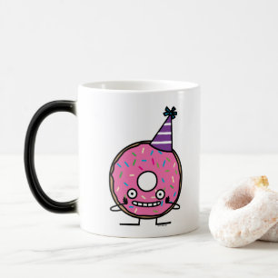 Birthday Donut pink icing sprinkles party hat Color Morph Mug