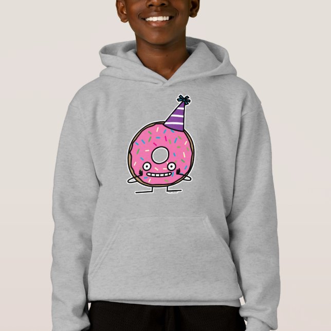 Birthday Donut pink icing sprinkles party hat Hoodie (Front)