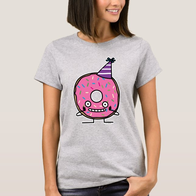 Birthday Donut pink icing sprinkles party hat T-Shirt (Front)