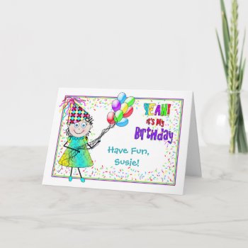 Birthday -dori's Collection-balloons And Confetti Card by TrudyWilkerson at Zazzle