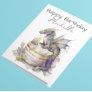 Birthday Dragon Cake Personalized Watercolor  Card