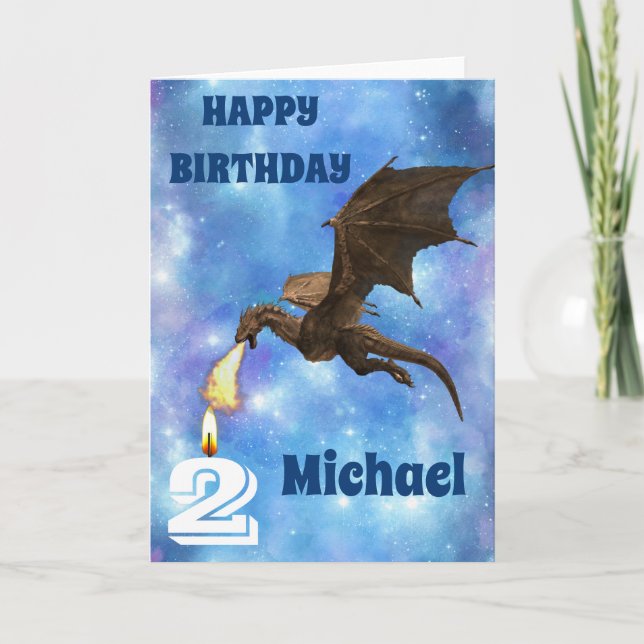  Birthday Dragon Personalized name Age  Card (Front)